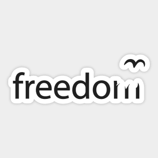 Freedom Typography Bird Dove Flying Away Liberty Sticker